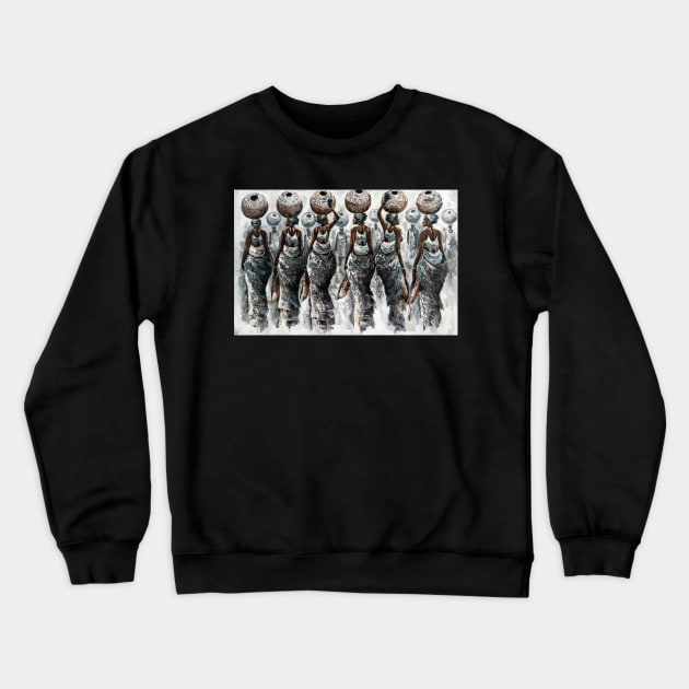 African Women Carrying Pots, Black History Art Crewneck Sweatshirt by dukito